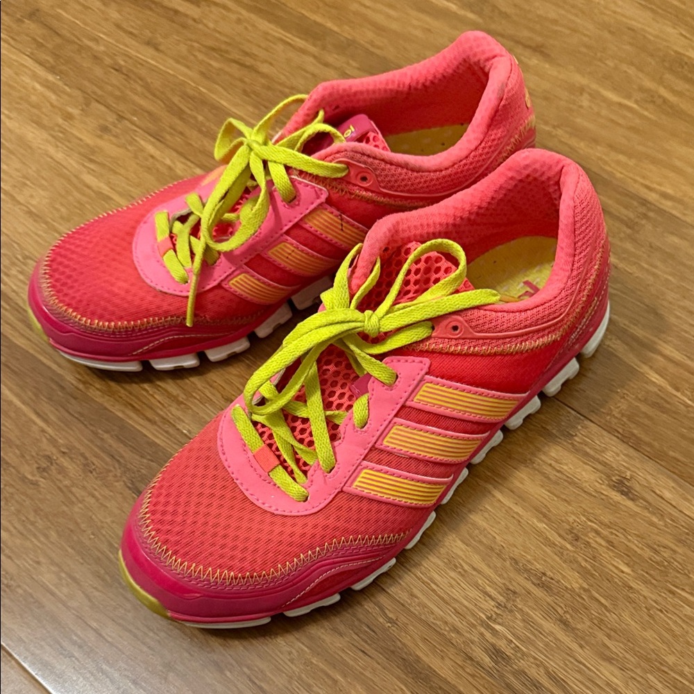 Adidas Women's Vibrant Pink and Yellow Athletic Shoes